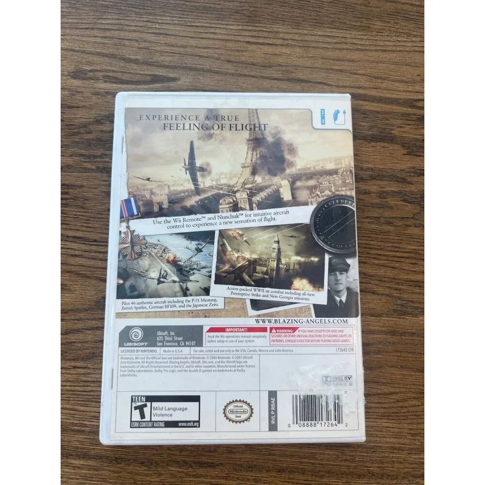 Blazing Angels: Squadrons Of WWII Nintendo Wii Game Complete With Case & Manual